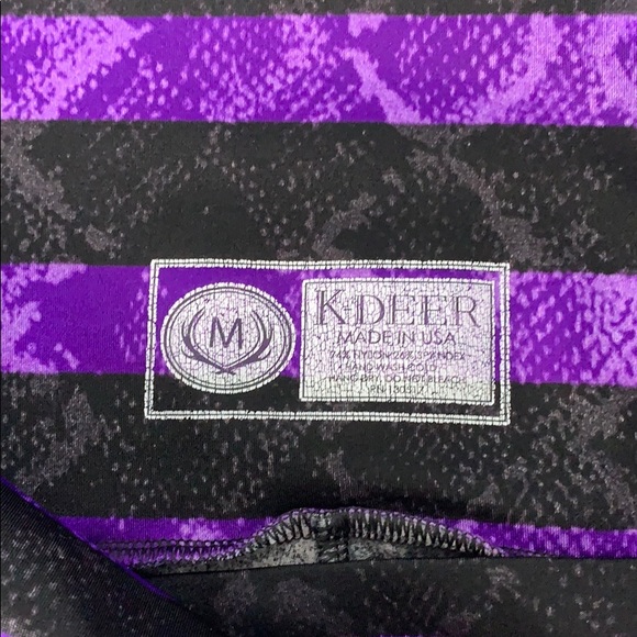 K-DEER Purple and Black Stripe Legging Medium - Picture 6 of 8